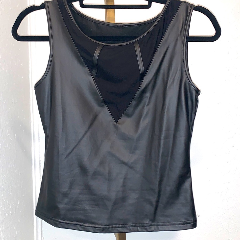NWT faux leather sleeveless cropped top